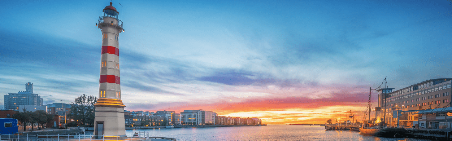 Malmo panorama z widokiem na morze