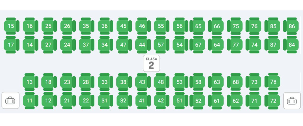 Miejsca w wagonie bezprzedziałowym