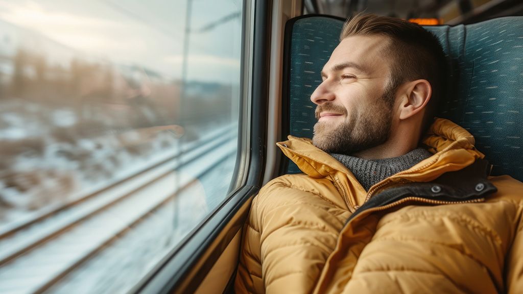 mężczyzna w pociągu